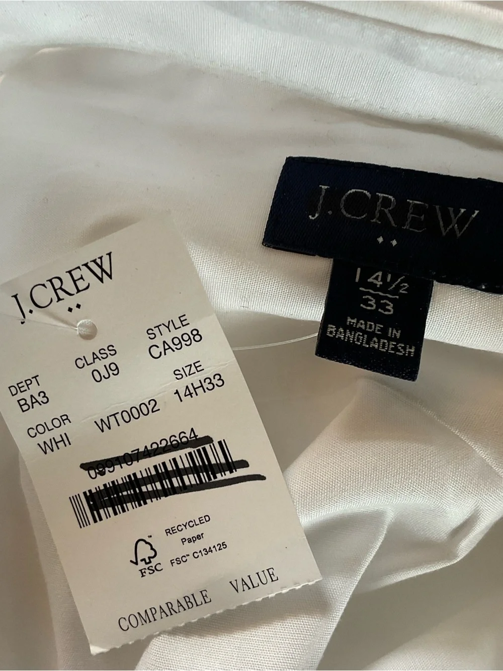 J.Crew Thompson tuxedo shirt White Men’s 14.5/33 NWT Formal Dress Party Wedding